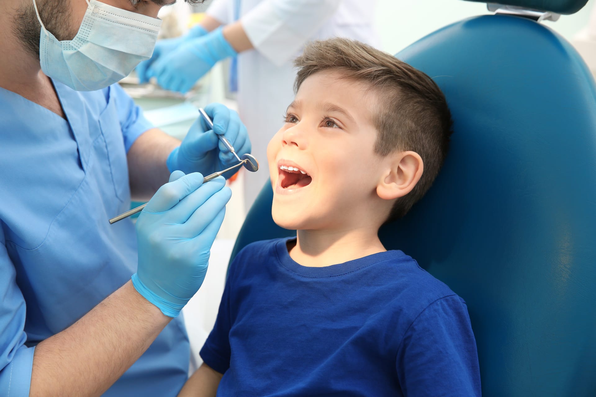 Parent and child at pediatric dental visit