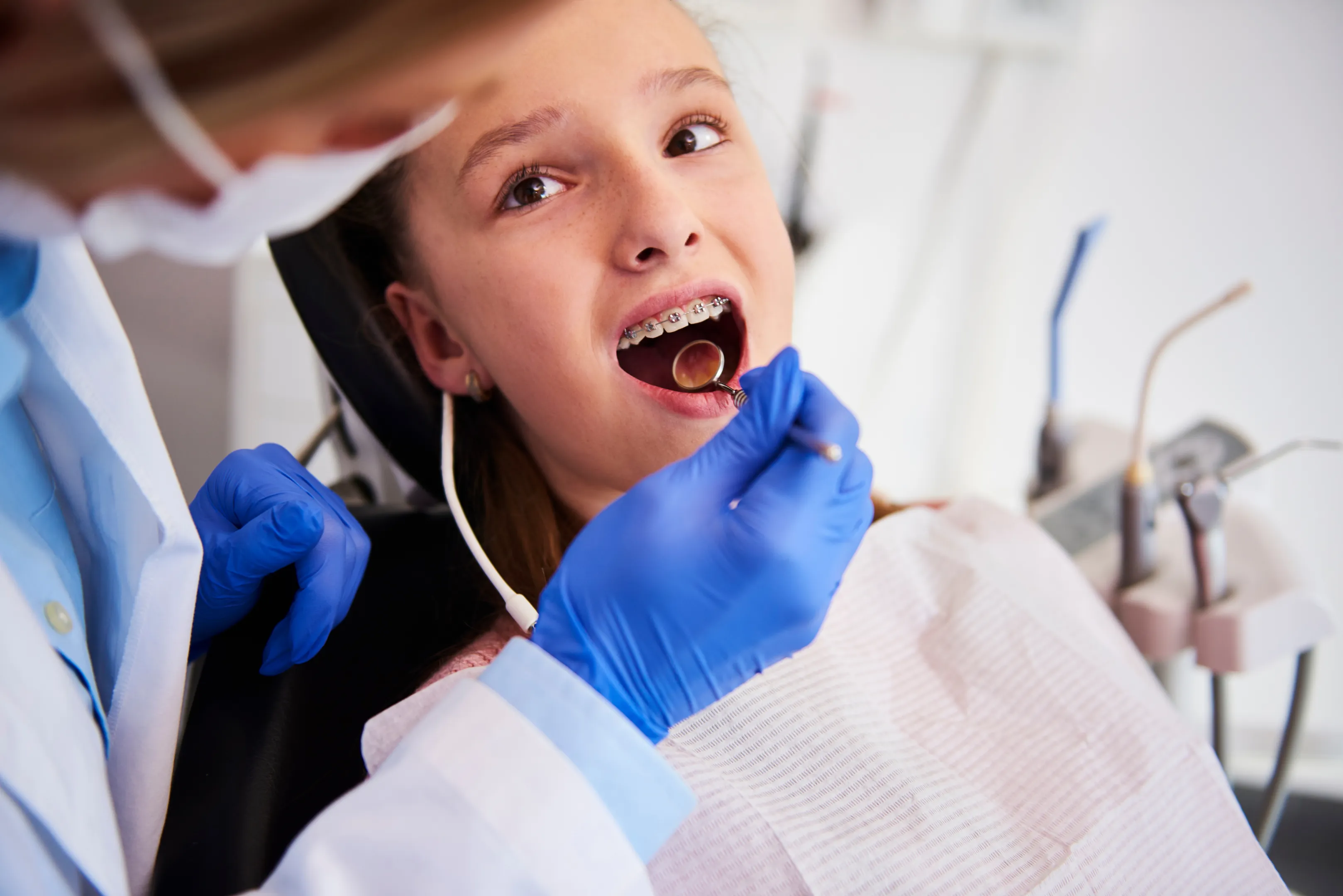 Gentle exam of child's teeth and gums
